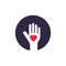 Human Palm Heart Inside Logo Design, Vector Donate Symbol Illustration
