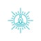 Human People Yoga Meditation, Waves of Sea Water, Sunlight, Leaves Nature, Health Environment Logo Design Inspiration