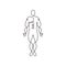 Human portrait one line drawing, body anatomy hand drawn minimalism. Vector illustration person standing isolated on white