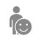 Human with positive emotions gray icon. Happy, success face symbol