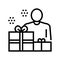 human with presents line icon vector illustration
