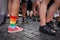 Human Pride transgender rainbow symbol Rome, Italy - June 10, 2018