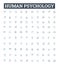 Human psychology vector line icons set. Personality, behavior, cognition, emotions, neuroscience, neuropsychology