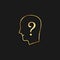 Human, question gold icon. Vector illustration of golden particle background