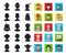 The human race black,flat icons in set collection for design. People and nationality vector symbol stock web
