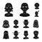 The human race black icons in set collection for design. People and nationality vector symbol stock web illustration.