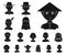 The human race black icons in set collection for design. People and nationality vector symbol stock web illustration.