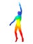 Human raise hand up power energy pose, abstract rainbow body