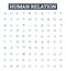 Human relation vector line icons set. Relationship, Interaction, Communication, Social, Solidarity, Partnership, Bonding