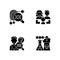 Human reproduction black glyph icons set on white space