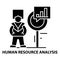 human resource analysis icon, black vector sign with editable strokes, concept illustration