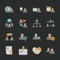 Human resource icons with black background