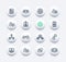 Human resources and management line icons set