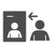 Human resources transfer information solid icon. Candidate dossier document glyph style pictogram on white background