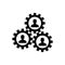 Human resourse managment icon. Gears showing teamwork, cooperation, managment. Simple icon. Vector illustration for design, web.