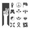 Human rights day, line icons set design, included hands heart book dove