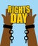 Human Rights Day. Poster for International Festival. Arm slave w