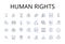 human rights line icons collection. Freedoms, Civil liberties, Equal rights, Fundamental rights, Basic rights, Natural