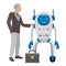 Human and Robot Cooperation Isolated Illustration