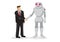 Human and robot hand shaking. Concept of negotiating business, c