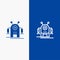 Human, Robotic, Robot, Technology Line and Glyph Solid icon Blue banner Line and Glyph Solid icon Blue banner