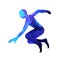 Human running jumping raise hands up power energy pose, abstract