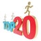 Human running symbolic figures over the words Top Twenty