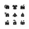 Human shelters black glyph icons set on white space
