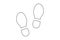 Human shoe footprints. Pair of prints of boots. Left and right leg. Shoe sole. Walking foot steps. Contour. Black and