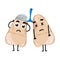 Human sick lungs cartoon character