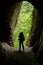 Human silhouette in the cave - Haiducilor Grotto, Baile Herculane, landmark attraction in Romania