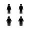 Human silhouette man and woman, toilet door symbol, slim and fat people stand side by side, stick man icon, obesity