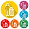 Human silhouette throwing garbage into a trash can icon, color icon with long shadow