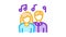 Human Silhouettes Singing Song In Karaoke Icon Animation