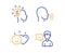 Human sing, Smile and Idea icons set. Person talk sign. Talk, Social media like, Creative designer. Vector