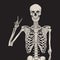 Human skeleton posing isolated over black background vector