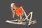 Human skeleton in unhappy frustrated pose, conceptual 3D illustration