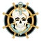 Human skull anchor ship wheel vector