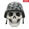 Human skull with Military helmet