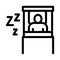 Human sleeping time in bed icon vector outline illustration