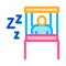 Human sleeping time in bed icon vector outline illustration