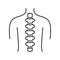 Human spine anatomy black line icon. Health care. Isolated vector element. Outline pictogram for web page, mobile app, promo