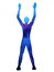 Human standing raise hands up power energy pose, abstract body