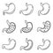 Human stomach icons set, outline style