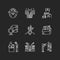 Human support chalk white icons set on black background