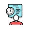 Human talk about task time scheduling color icon vector illustration