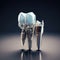 Human teeth or dentures,Tooth human implant, Dental concept, AI generated