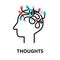 Human Thoughts icon, flat thin line vector illustration