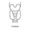 Human thyroid gland anatomical icon line in vector, illustration of surface structures.