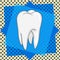Human tooth isolated on pop art background. Comic book style imitation. Vintage retro style.